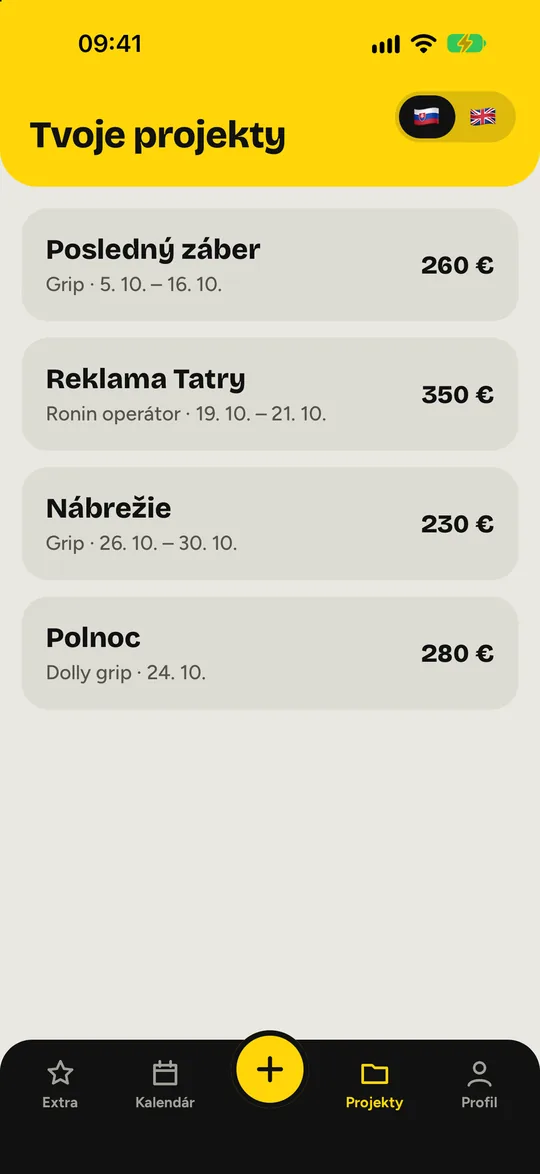 Zoznam projektov so sadzbami